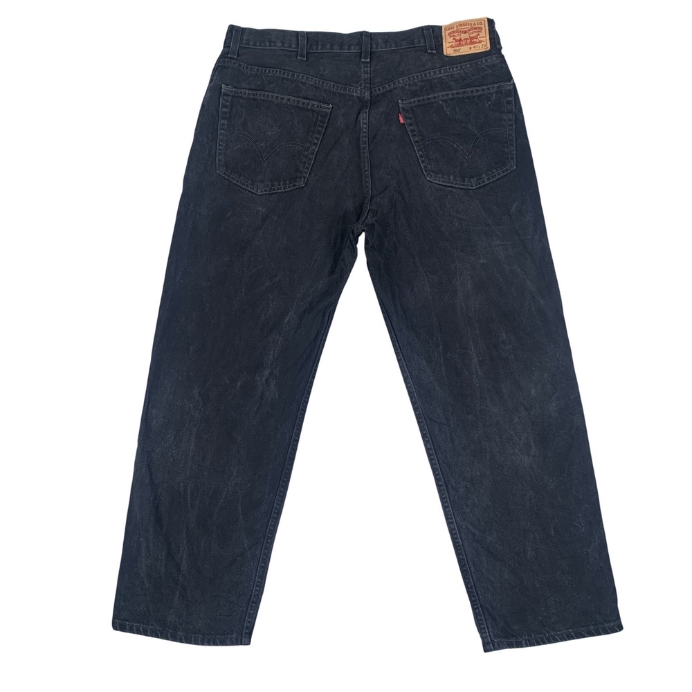 Vintage Levis 550 Relaxed Fit Jeans Mens 40x29 Black Tapered Leg Denim Whiskered
